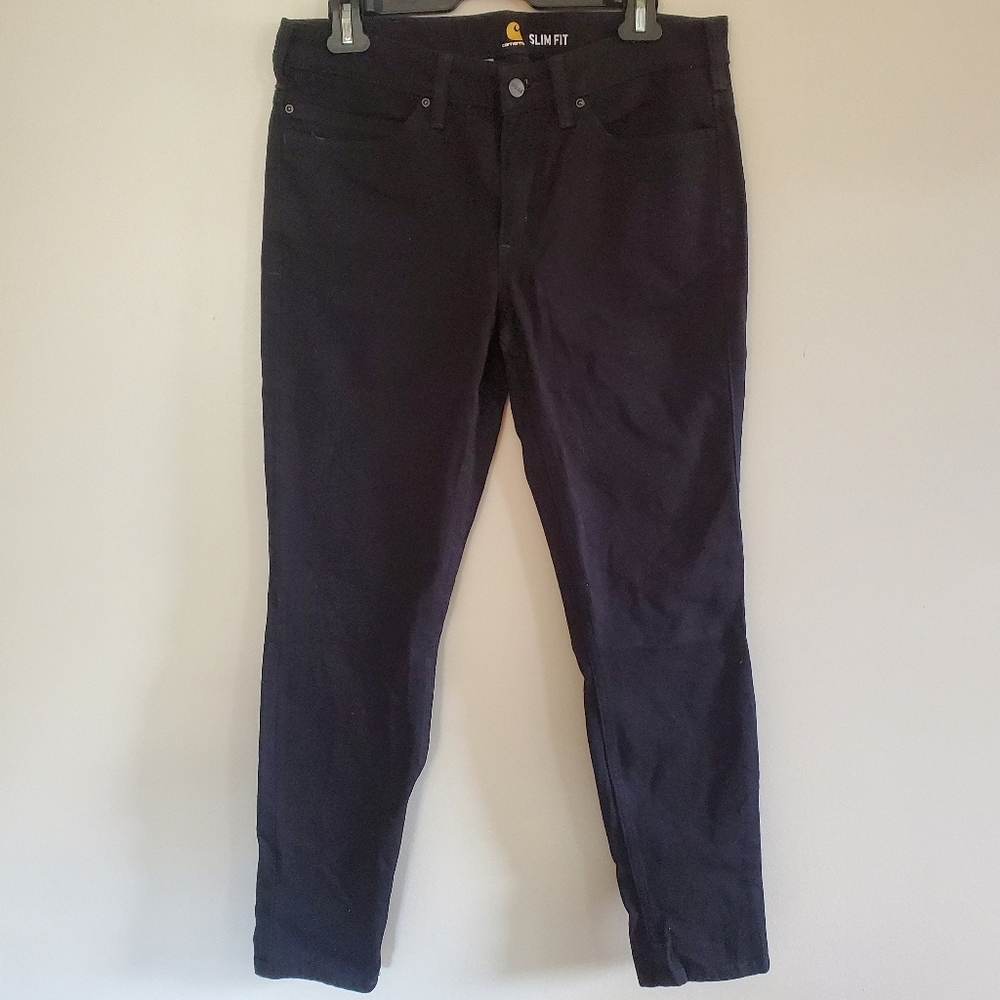 Carhartt Slim Fit Workwear Pants Black Cotton Heavy Slim Fit Jeans Size 10 Reg